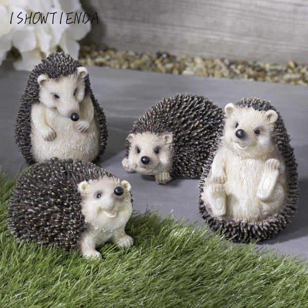 4-pc Hedgehog Ornaments Garden Animals Outdoor Decorations Decorative Statues garden decoration accessories