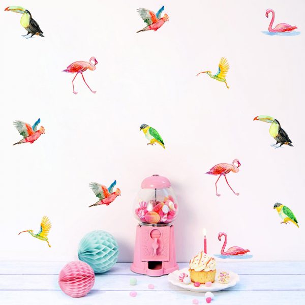 Funlife Cartoon Animal Wall Stickers For Kids Room,Rio Brazil Rainforest Birds PVC Wall Art Stickers DIY Nursery Baby Room Decor