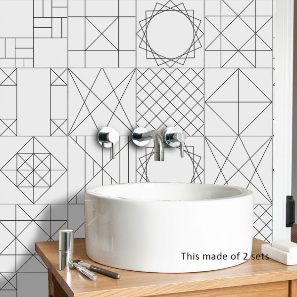 Funlife Peel & Stick Tile Stickers,Adhesive Kitchen Wall Sticker,Modern Nordic Home Decor For Bathroom Living Room Decoration