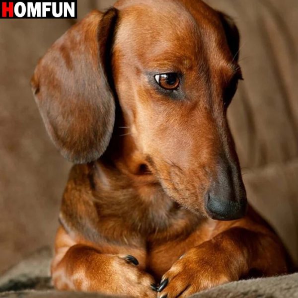 HOMFUN Full Square/Round Drill 5D DIY Diamond Painting "Dachshund Dog" 3D Diamond Embroidery Cross Stitch Home Decor