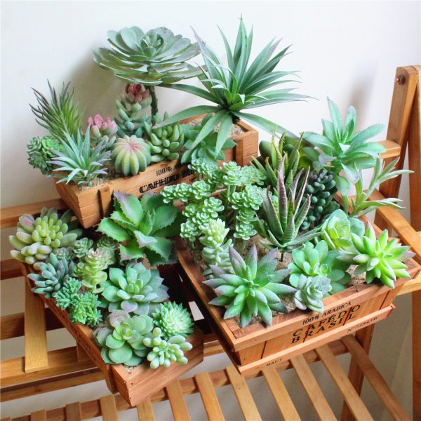 Home Garden Decoration Green Artificial Succulents Plants Desktop Mini Small Bonsai Bedroom Living Room Ornament Party Supplies