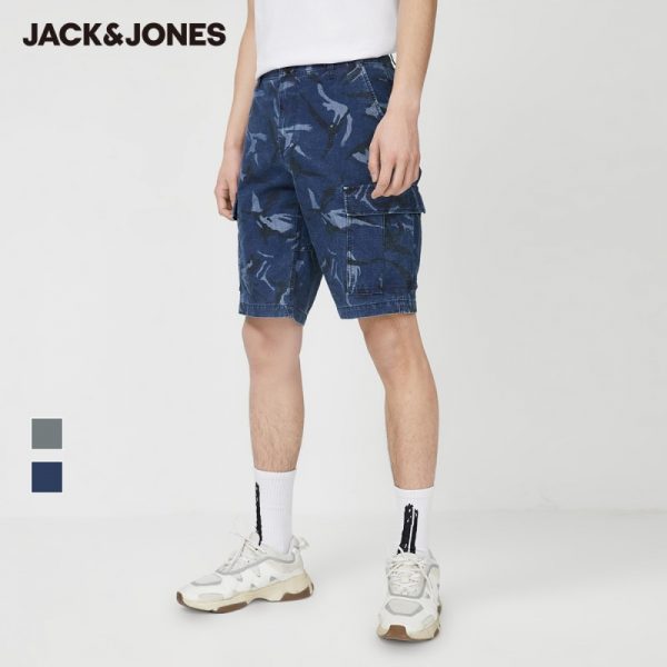 JackJones Men's 100% Cotton Camouflage Multi-pocket Cargo Casual Shorts|220215505