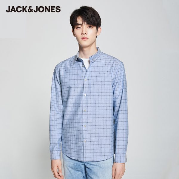 JackJones Men's 100% Cotton Checked Regular fit Business Casual Long-sleeved Shirt|220105572