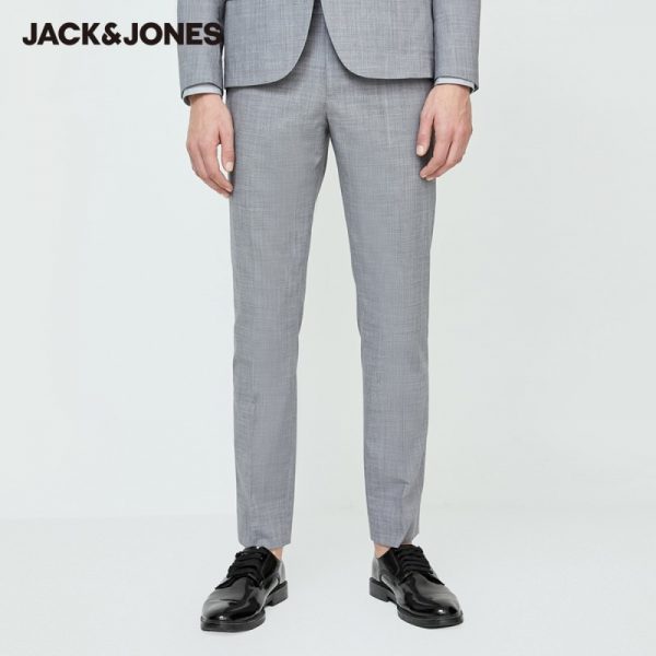 JackJones Men's Anti-wrinkle Sheep Wool Business Casual Pure Color Suit Pants | 220139502