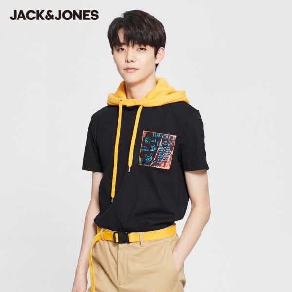 JackJones New Arrival Men's 100% Cotton Laser Letter Printed Short-sleeved T-shirt|220201537