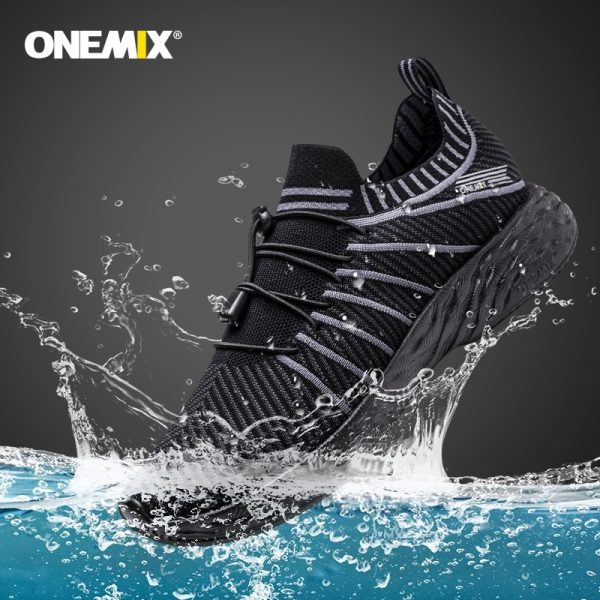 ONEMIX 2021 New Black Running Shoes for Men Waterproof Breathable Training Sneakers Male Outdoor Anti-Slip Trekking Sports Shoes