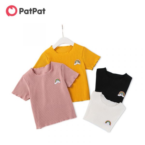 PatPat Baby/Toddler Rainbow Solid Tee with Wood Ear