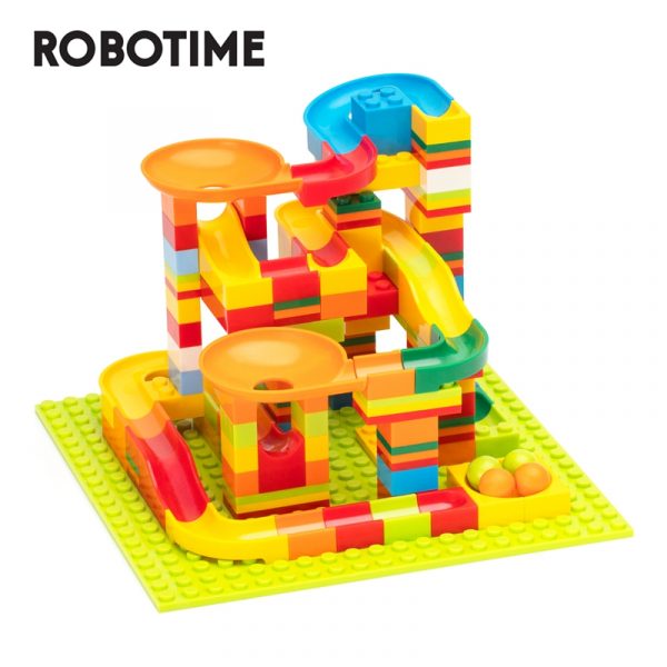 Robotime 140 PCS Diy Marble Race Run Building Block Compatible Funnel Slide Blocks Assemble Toys For Children JM31