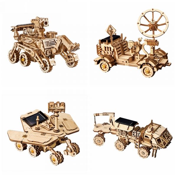 Robotime 4 Kind Moveable 3D Wooden Space Hunting Solar Energy Toy Assembly Gift for Children Teens Adult LS402