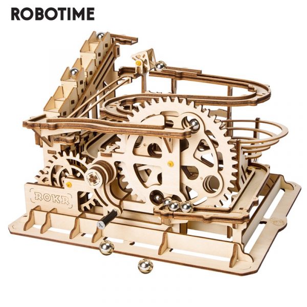 Robotime Rokr 4 Kinds Marble Run DIY Waterwheel Wooden Model Building Block Kits Assembly Toy Gift for Children Adult Dropship