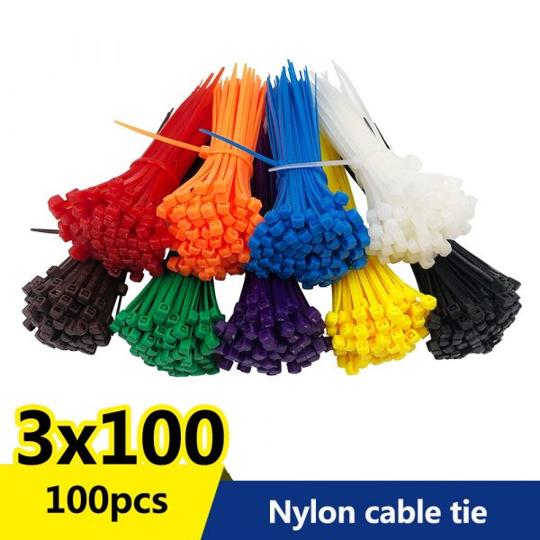 100pcs/bag 8 Color 2.5mmx100mm 2.5mm*100mm Self-Locking Nylon Wire Cable Zip Ties Cable Ties White Black Organiser Fasten Cable