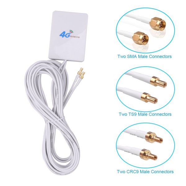 Bundwin 2M 3G 4G LTE Router Modem Aerial External Antenna with TS9 / CRC9 / SMA Connector Cable for Huawei ZTE 4G LTE Antenna