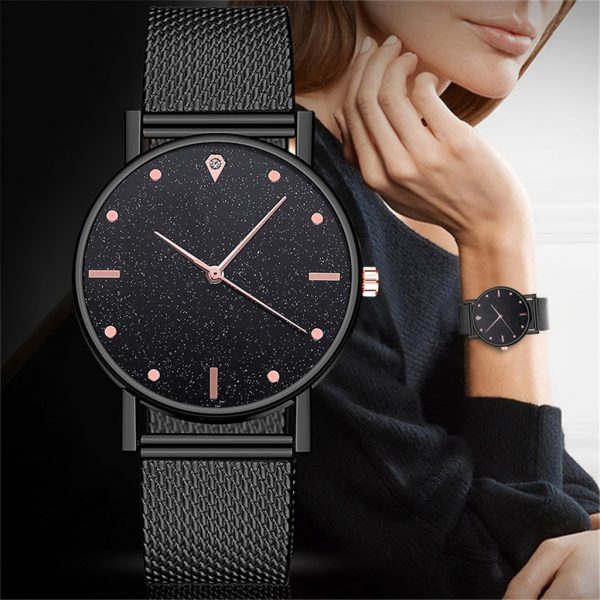 Cusual Ladies Watch Romantic Starry Sky Dial Women's Quartz Wristwatch Fashion Mesh Watch Gift Clock Droshipping Reloj Mujer