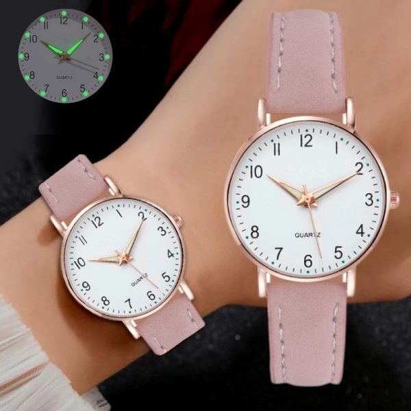 Ladies  Diamond-Studded Luminous Retro Female Watch Leather Belt Quartz Watch Women Simplicity Casual Decoration Wristwatches