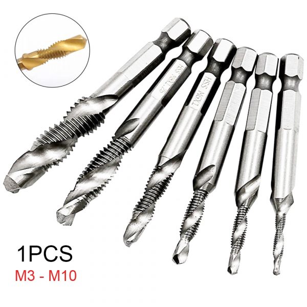 Tap Drill Titanium Plated Hex Shank HSS Screw Thread Metric Tap Drill Bits Screw Machine Compound M3 M4 M5 M6 M8 M10 Hand Tools